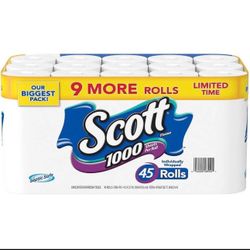 Scott 1000-Sheets Toilet Paper 45 Individually Wrapped Rolls Per Pack