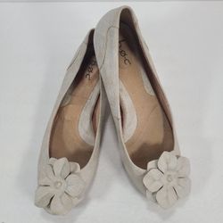 BOC Amalia Cream Gold Ballet Flats With Flower Detail Women Size 8.5M
