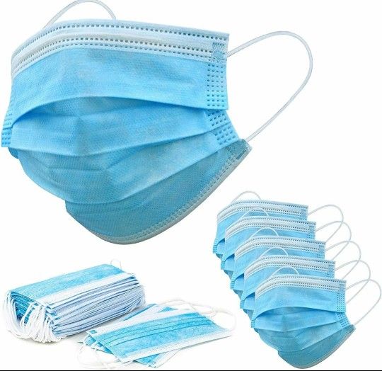 Disposable Face Masks , 100 Count , Blue .