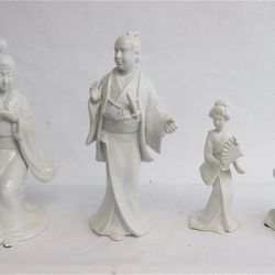 4 Fitz & Floyd Blanc De Chine Porcelain Japanese Figures Circa 1967