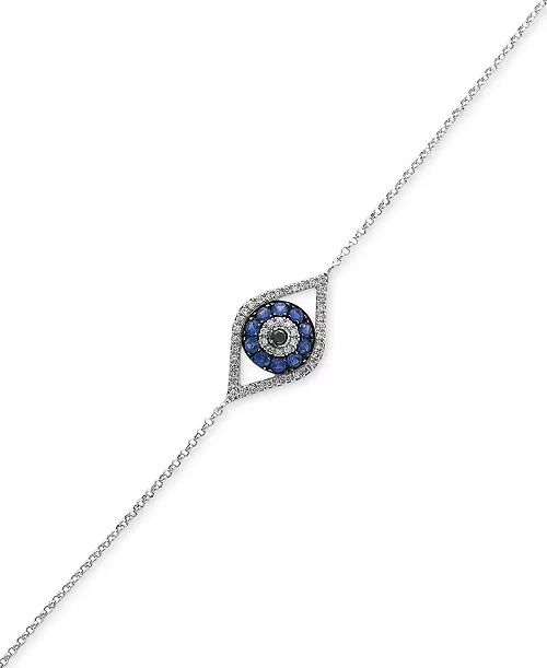 Bezel-Set Black Diamond Evil Eye Bracelet