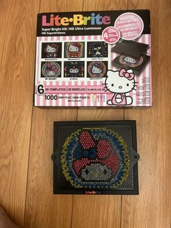 NEW Hello Kitty Lite Brite Super Bright HD Art Craft Kit 1000 Pegs 6 Templates