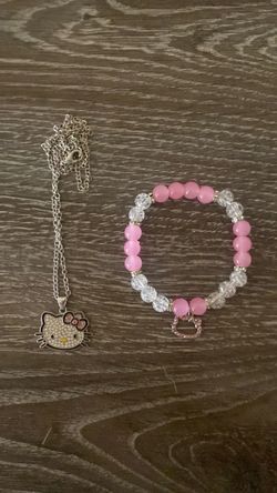 Hello Kitty Necklace and Bracelet Set