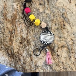 Composition book lanyard keychain, school, teacher, gift keys