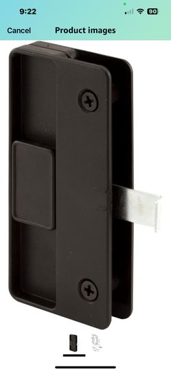Prime-Line A 177 Sliding Screen Door Latch and Pull, 3 in. Hole Center, Black Plastic with Steel Latch, Mortise Install (Single  Pack)