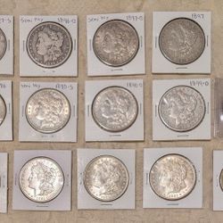 Morgan and Peace Silver Dollar old coins 