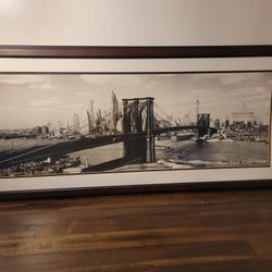 New York Brooklyn Bridge 1938 Large Wall Framed Decor Art Panoramic 42.5' L x  18' W
