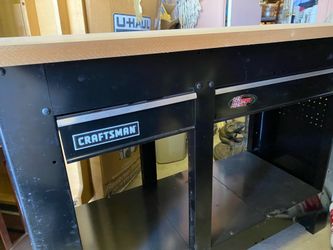 Craftsman Work Bench Ball Bearing Drawers Metal Wood Black Brown
