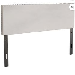 Upholstered Nailhead Trim Velvet Headboard, Beige, King