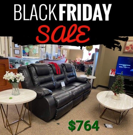 Vacherie Black Reclining Sofa