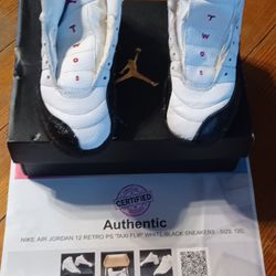 Nike Kids 12c Retro Jordan Taxi Flip White Black Kids Child 
