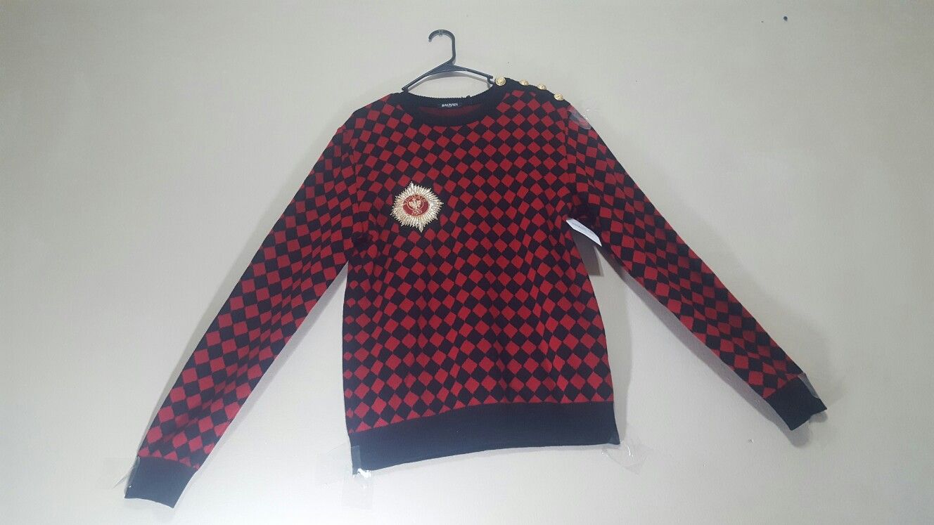 Balmain sweater red black gold