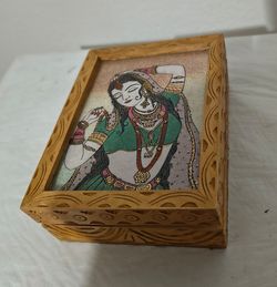 HANDCRAFTED WOOD JEWELRY BOX 4"×3"