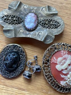 Antique cameo collection     Vintage jewelry lot