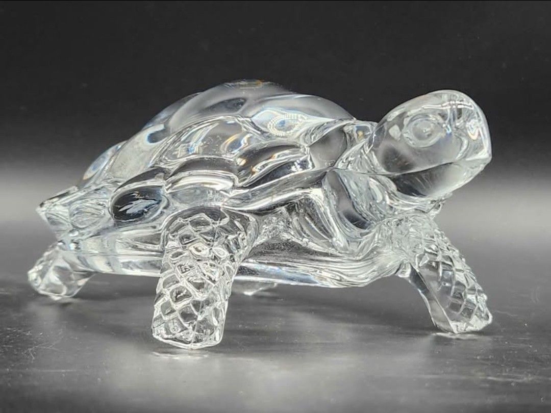 Vintage French Cristal D Arques Clear CRYSTAL TURTLE Home Decor Figurine