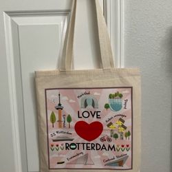 Rotterdam themed linen tote bag