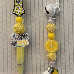 “Lemon-Squeezy” Pen And Keychain/Purse Charm Set