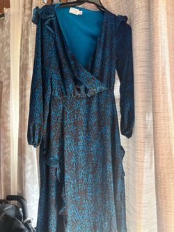 Blue and black cheetah print dress size xs