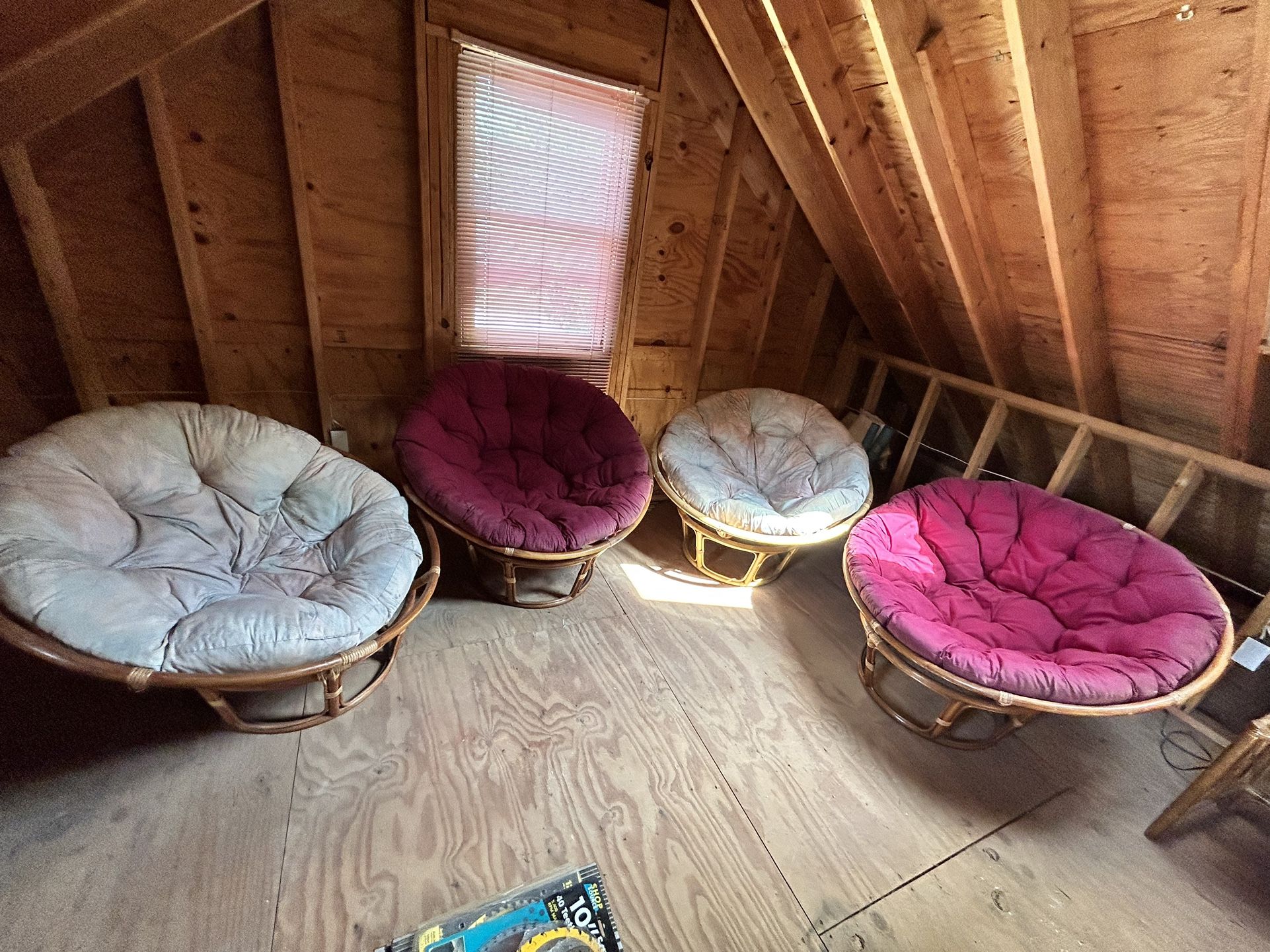 Price Reduced - 4 Papasan chairs with cushions
