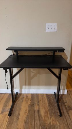 Computer Desk with Monitor Shelf – Black – Excellent Condition