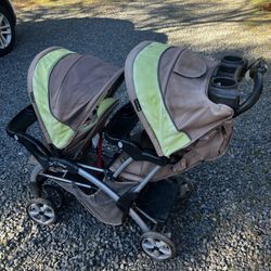 Double Stroller BabyTrend Grey And Green