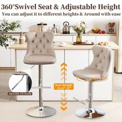 ❤️🔥 Bar Stools Set of 2, PAPROOS Swivel 25-33''
