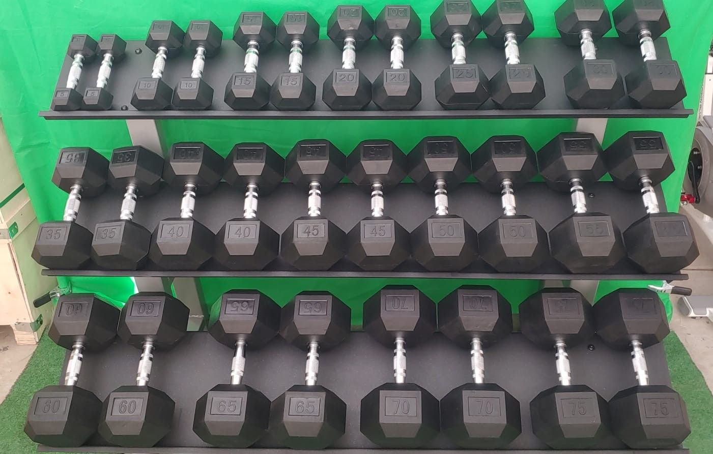 5-75 EXAGONAL DUMBBELLS SET 