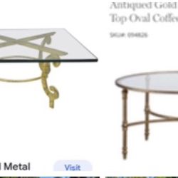 Hollywood Regency Vintage Glam Glass Coffee And Side Table Tables Co