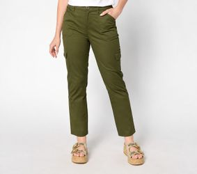 Belle by Kim Gravel Utility Stretch Cropped Cargo Pants Loden, Size Tall 12