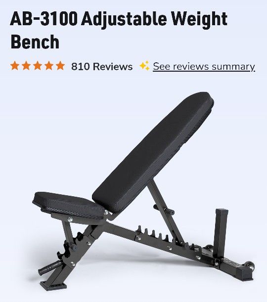 REP AB-3100 Adjustable Weight Bench Matte Black Brand New