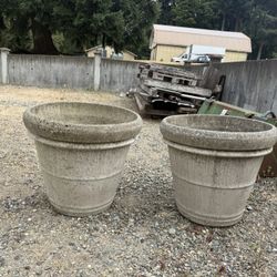 Pair of Large Cast Concrete Planters 23 in x 23 in