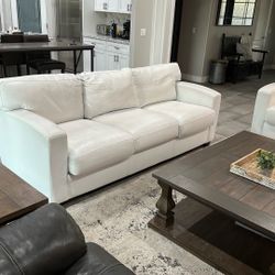2 Creative Leather ALL leather White Sofa’s. 