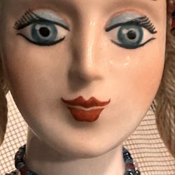 Exquisite Porcelain Doll 16” Russian/Eastern European Folk Costume Ornate Braids