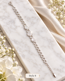 Style 8 – Women's Elegant Silver-Tone Crystal Circle Link