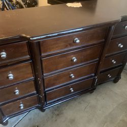Solid Large Dresser With Brush Nickel Knobs 