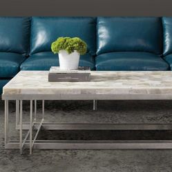 GORGEOUS!!! Hooker Furniture Melange Marin Pewter White Onyx Coffee Table 
