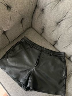 Black leather shorts