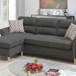 Brand New Grey Velvet Sectional with Reversible Chaise Also Comes In Brown