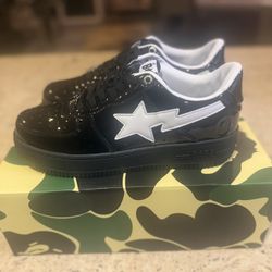 All Black With White Star Bapesta Sneakers