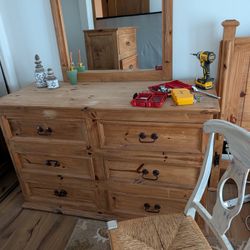 Real Wood Dresser With Matching Mirror