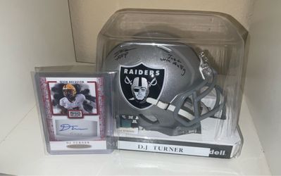Oakland / LA / Las Vegas Raiders D.J. Turner Signed Autographed Speed Mini Helmet "Just Win Baby" Inscription Beckett BAS Hologram comes with Autograp