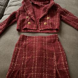 Jacket With A Skirt Burgundy 