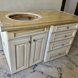 Custom Vanity With Stone Top.