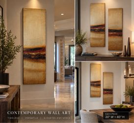 Set of 2 Contemporary Canvas Wall Art – Each 5’ Tall × 20” Wide