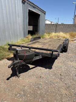 2003 18ft Flatbed 2 Axle trailer Great Tires 🛞 With Spare And Ramps