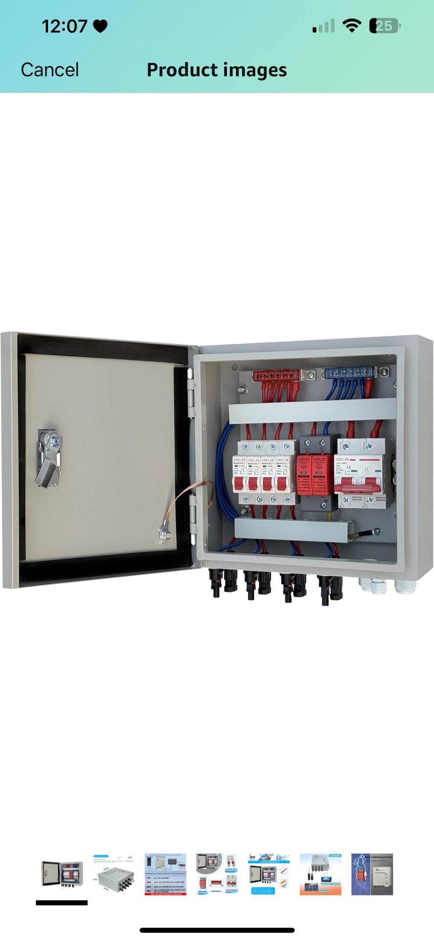 Hardcover Solar Combiner Box with 4 Strings, 80 A Circuit Breakers.