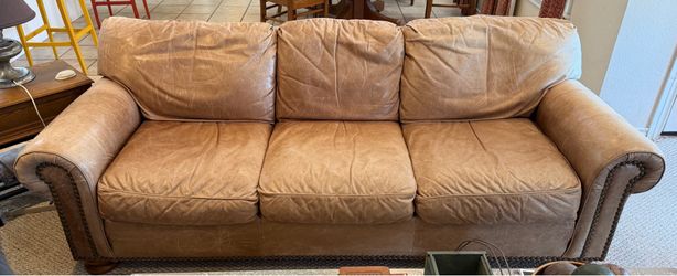 Leather Sofa 90” Leather