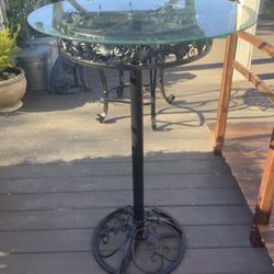 Metal And Glass Outdoor Bistro Set