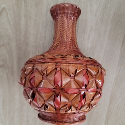 Japanese Bamboo Woven Ikebana Basket Vase