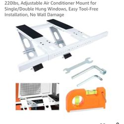 No-Dril Window AC Bracket-Heavy Duty Support up to 220lbs, Adjustable Air Conditioner Mount for Single/Double Hung Windows, Easy Tool-Free Installatio